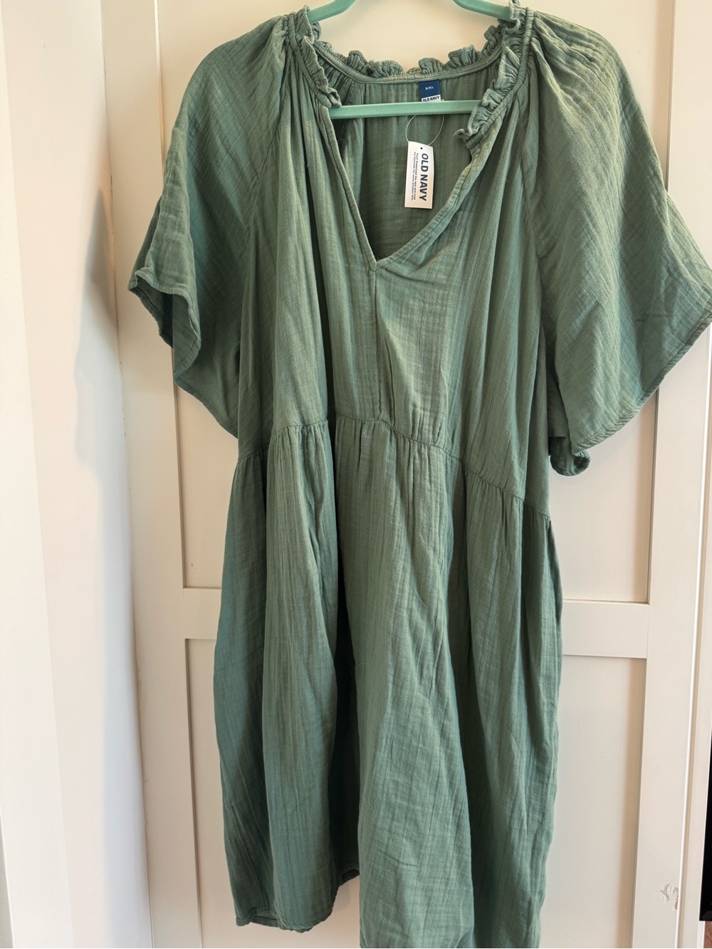 Old Navy Sage Green Tiered V-Neck Dress
